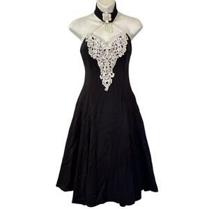 Loralie Womens Vintage Black Formal Prom Dress Choker Collar 90s Black sz 4